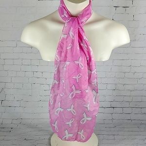Breast Cancer Awareness Scarf Pink White Ribbons